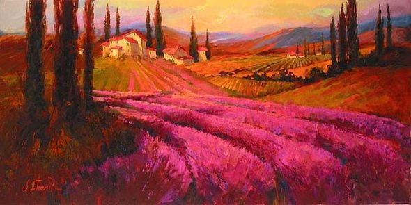 Irene Sheri Handsigned and Numbered Limited Edition Embellished Giclee on Canvas: "Lavender Twighlight"