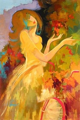 Irene Sheri Handsigned & Numbered Limited Edition Hand Embellished Textured Canvas Giclee: "At the Vineyard"