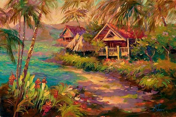 Irene Sheri Handsigned & Numbered Limited Edition Hand Embellished Textured Canvas Giclee: "Paradise"