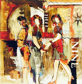 Irit Kalechman Handsigned and Numbered Limited Edition Serigraph on Paper:"At the Bar II"