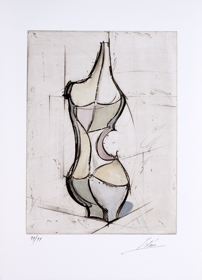 Isaac Kahn Hand Signed and Numbered Limited Edition Etchings: "Composition - Hand Colored"