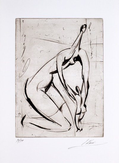 Isaac Kahn Hand Signed and Numbered Limited Edition Etchings: "Mother & Child"