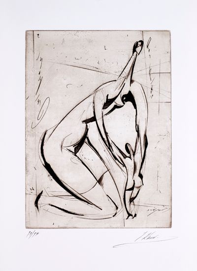 Isaac Kahn Hand Signed and Numbered Limited Edition Etchings: "Mother & Child"