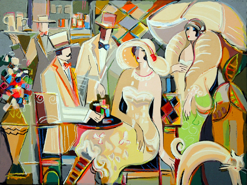Isaac Maimon Handsigned and Numbered Limited Edition Serigraph:"Charming Bistro "