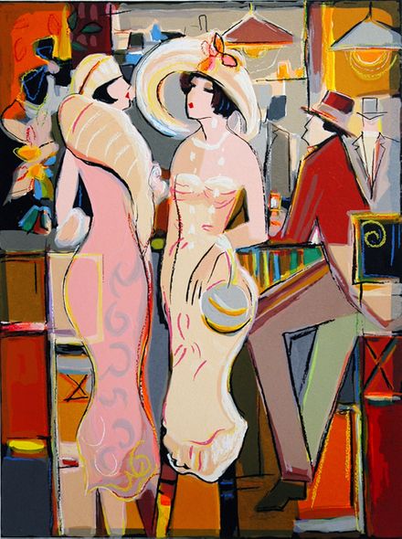 Isaac Maimon Handsigned and Numbered Limited Edition Serigraph:"Dames Elegantes "