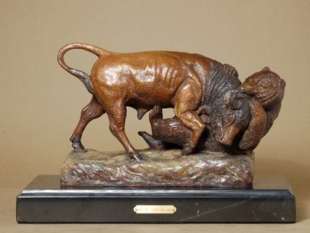 Isidore-Jules Bonheur Handcrafted Solid Bronze Sculpture:"Bull and Bear" Isidore-Jules Bonheur Handcrafted Solid Bronze Sculpture:"Bull and Bear"