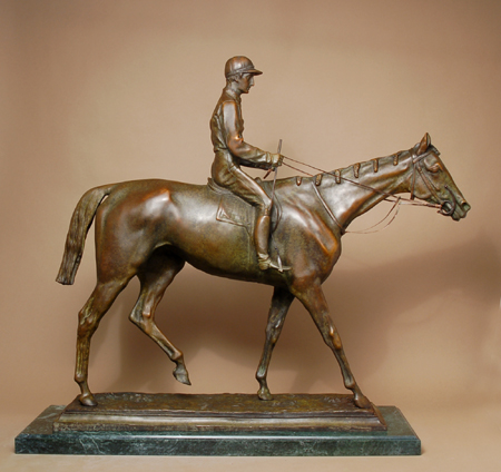 Isidore-Jules Bonheur Handcrafted Solid Bronze Sculpture:"Racehorse and Jockey" Isidore-Jules Bonheur Handcrafted Solid Bronze Sculpture:"Racehorse and Jockey"