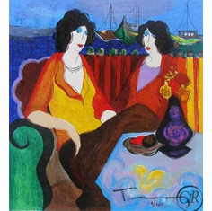 Itzchak Tarkay Artist Signed Serigraph on Paper:"At The Port"