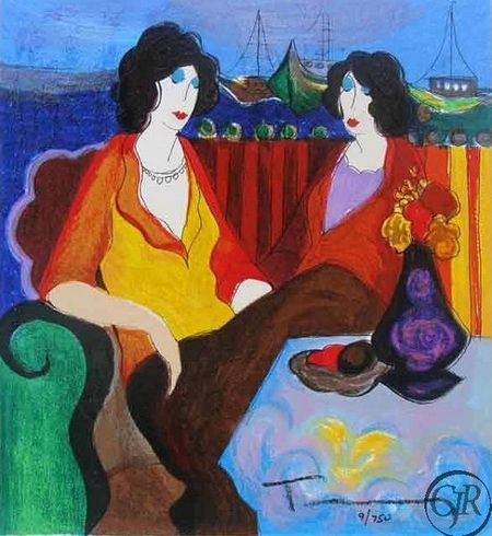 Itzchak Tarkay Artist Signed Serigraph on Paper:"At The Port"