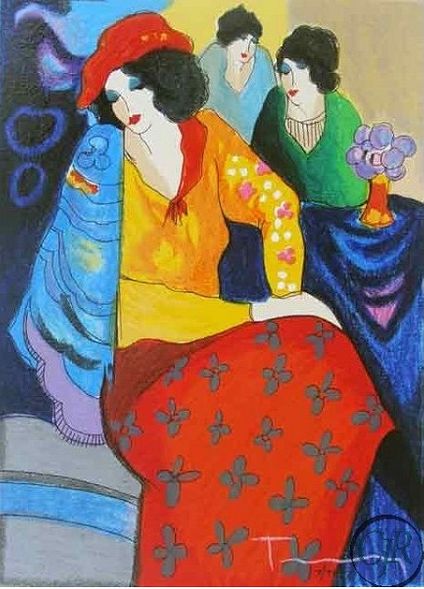 Itzchak Tarkay Artist Signed Serigraph on Paper:"Blue Mood"
