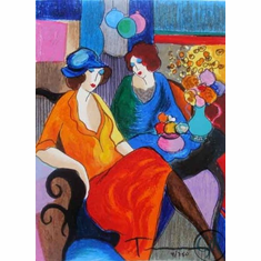 Itzchak Tarkay Hand Signed and Numbered Serigraph:"Chit Chat"