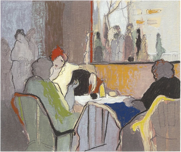 Itzchak Tarkay Hand Signed Artist Proof Serigraph Print: "BISTRO SOCIETY"
