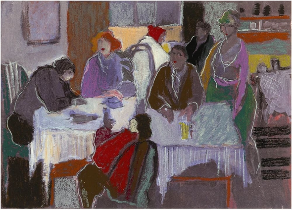 Itzchak Tarkay Hand Signed Artist Proof Serigraph Print: "TAVERN AT DUSK"