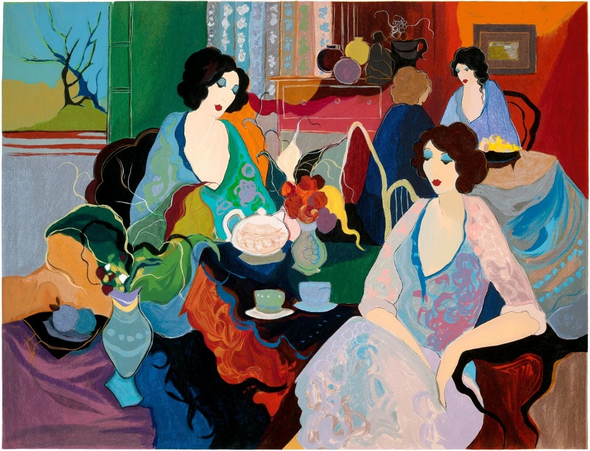 Itzchak Tarkay Hand Signed Limited Edition Artist Proof Serigraph Print: "SALON DE PARIS"