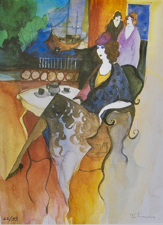 Itzchak Tarkay Facsimile Signed Original Lithograph on Paper:"Begrudging"