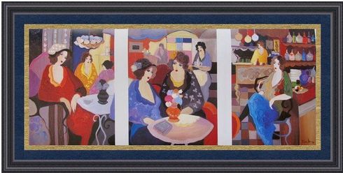 Itzchak Tarkay Facsimile Signed Framed Lithograph on Paper:"Cafe Select"