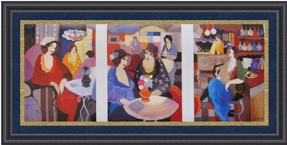 Itzchak Tarkay Facsimile Signed Framed Lithograph on Paper:"Cafe Select"