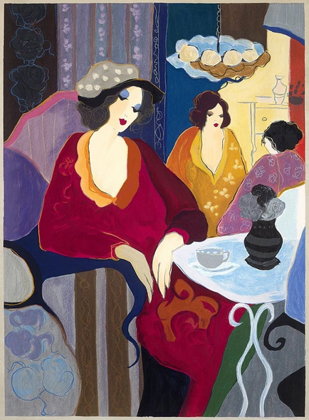 ITZCHAK TARKAY Hand Signed Limited Edition Serigraph Print: "CAFE SELECT"