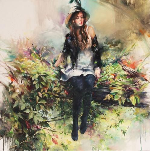 Ivan Alifan Hand Signed and Numbered Limited Edition Artist Embellished Canvas Giclee: "Garden Stories"