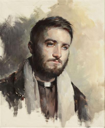 Ivan Alifan Hand Signed and Numbered Limited Edition Artist Embellished Canvas Giclee: "Priest"
