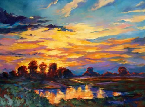 Ivan Alifan Hand Signed and Numbered Limited Edition Artist Embellished Canvas Giclee: "Sunset Storm"