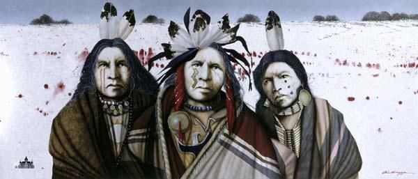 J D CHALLENGER 16X36 Paper Lithograph Secondary Market Art: "Ghost Dance in the Snow"