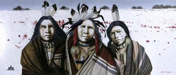 J D CHALLENGER 16X36 Paper Lithograph Secondary Market Art: "Ghost Dance in the Snow"