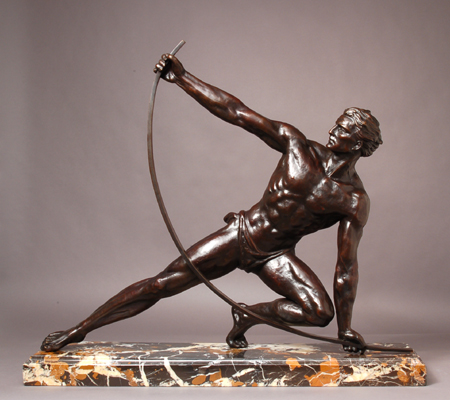 J. de Roncourt Handcrafted Solid Bronze Sculpture:"Le Bendeur"