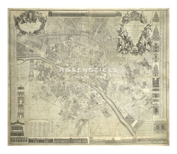 J. Delagrive Hand Numbered Limited Edition Print on Paper :"Nouveau Plan de Paris, 1728"