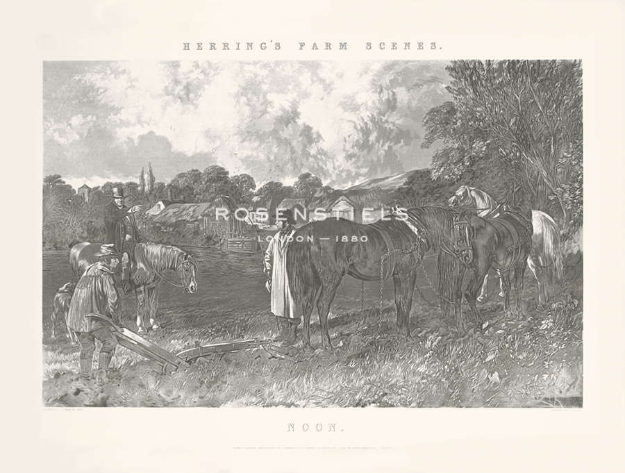 J.F. Herring Senior Artist Hand Colored Copper Plate Printed Atelier Print:"Noon"