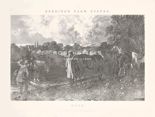 J.F. Herring Senior Artist Hand Colored Copper Plate Printed Atelier Print:"Noon"