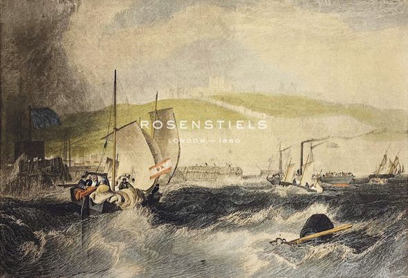 J.M.W. Turner Artist Hand Colored Copper Plate Printed Atelier Print:"Dover"
