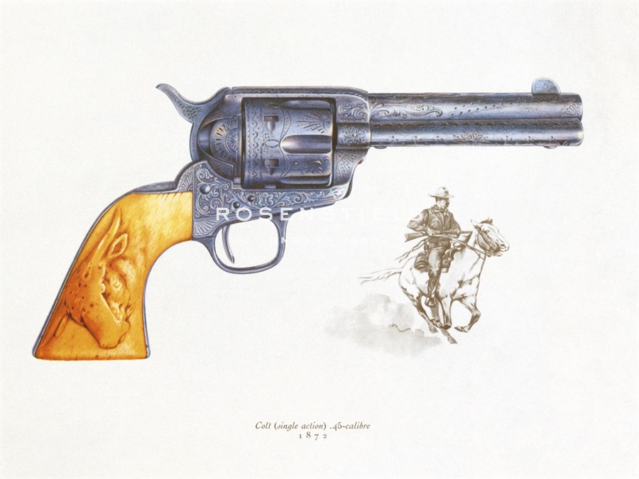 J Pritchard Hand Numbered Limited Edition Print on Paper :"Colt 45 Calibre, 1892"