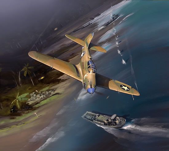 Jack Fellows Hand Signed and Numbered Limited Edition Print on Paper: "Stemming-The-Tide-at-Sanananda-Point"