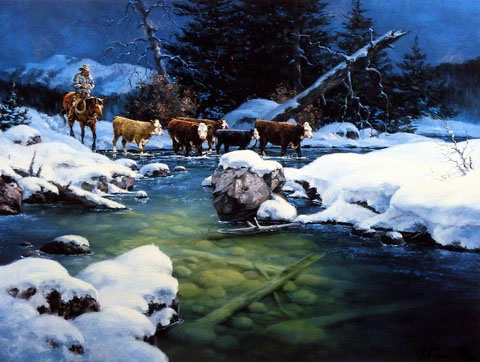 Jack Sorenson Print-Signed and Numbered:"Five Cold Miles From Coffee"