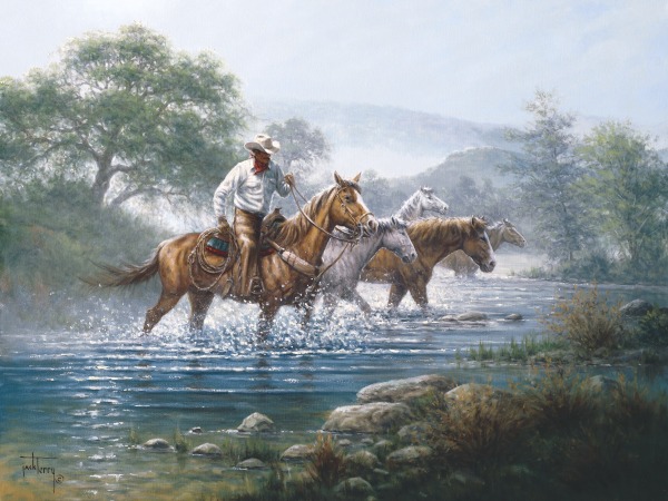 Jack Terry 24 x 32 Open Edition Signed Giclee on Canvas:"Clearwater Crossing"