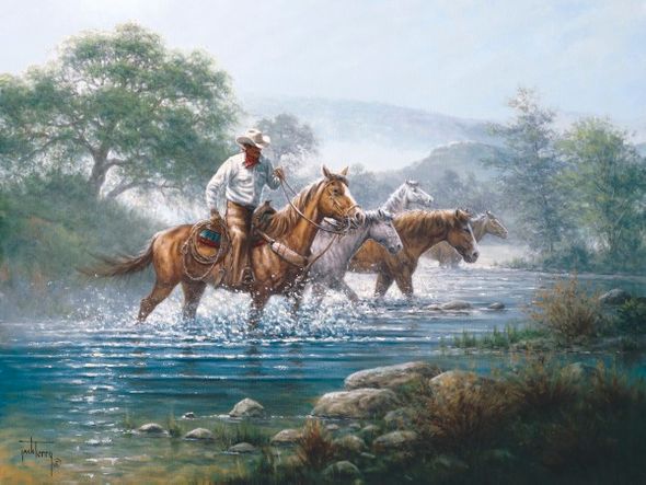 Jack Terry 24 x 32 Open Edition Signed Giclee on Canvas:"Clearwater Crossing"