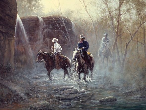 Jack Terry 24 x 32 Open Edition Signed Giclee on Canvas:"Misty Trail"