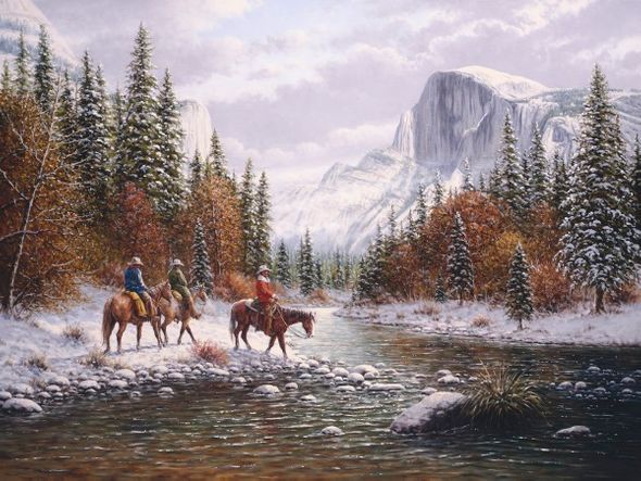 Jack Terry 24 x 32 Open Edition Signed Giclee on Canvas:"Morning on the Merced"