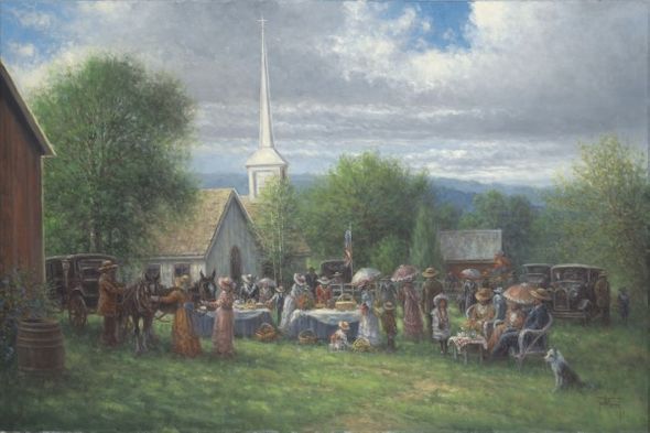 Jack Terry 24 x 36 Open Edition Signed Giclee on Canvas:"Faith and Family"