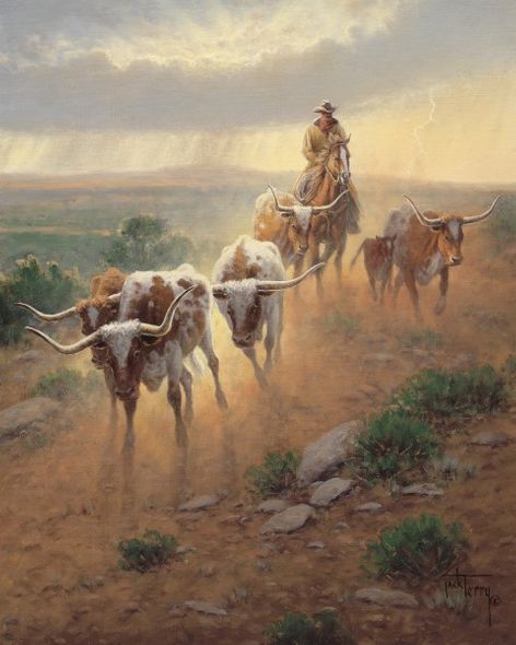 Jack Terry 30 x 24 Open Edition Signed Giclee on Canvas:"Traildust and Raindrops"
