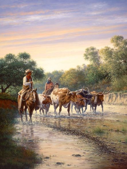 JACK TERRY 30X24 Secondary Market Art: "PICKIN' UP STRAYS F"