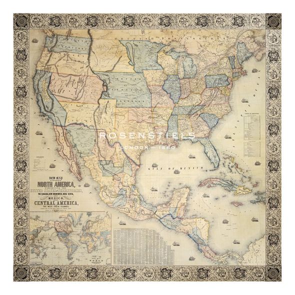 Jacob Monk Hand Numbered Limited Edition Print on Paper :"Map Of North America, 1853"