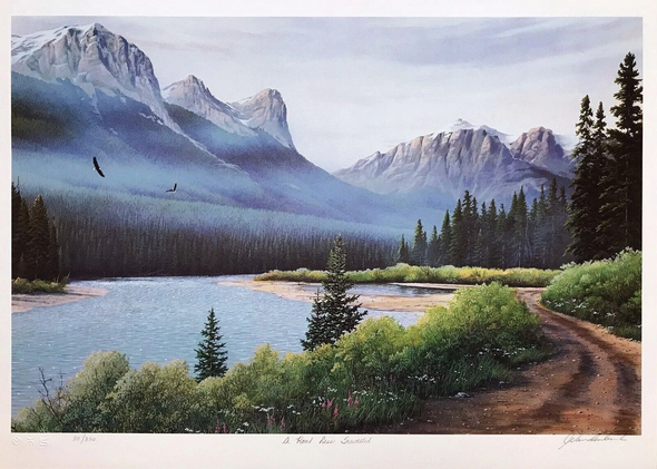 Jake Vandenbrink Artist Hand-signed Limited Edition Lithograph: "A ROAD LESS TRAVELED"