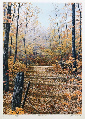 Jake Vandenbrink Artist Hand-signed Limited Edition Lithograph: "HARDWOOD LANE" Jake Vandenbrink Artist Hand-signed Limited Edition Lithograph: "HARDWOOD LANE"