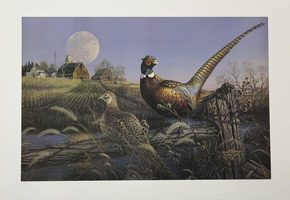 JAMES A MEGER 16X24 Secondary Market Art: "HARVEST MOON PHEASANT"