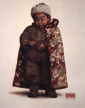 JAMES BAMA 18X23 Secondary Market Art: "BOY FROM CHENGDU"