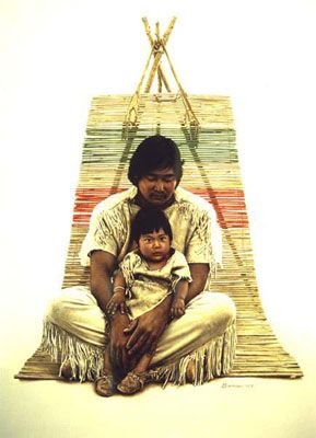 JAMES BAMA 18X24 Secondary Market Art: "SOUTHWEST INDIAN FATHE"