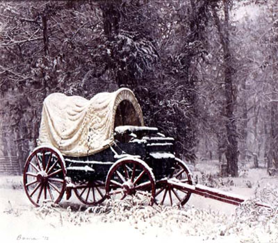 JAMES BAMA 19X16 Secondary Market Art: "CHUCK WAGON IN SNOW"