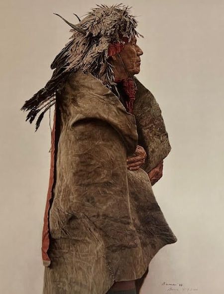 JAMES BAMA 20X20 Secondary Market Art: "CROW INDIAN 1860 WAR BONNET"